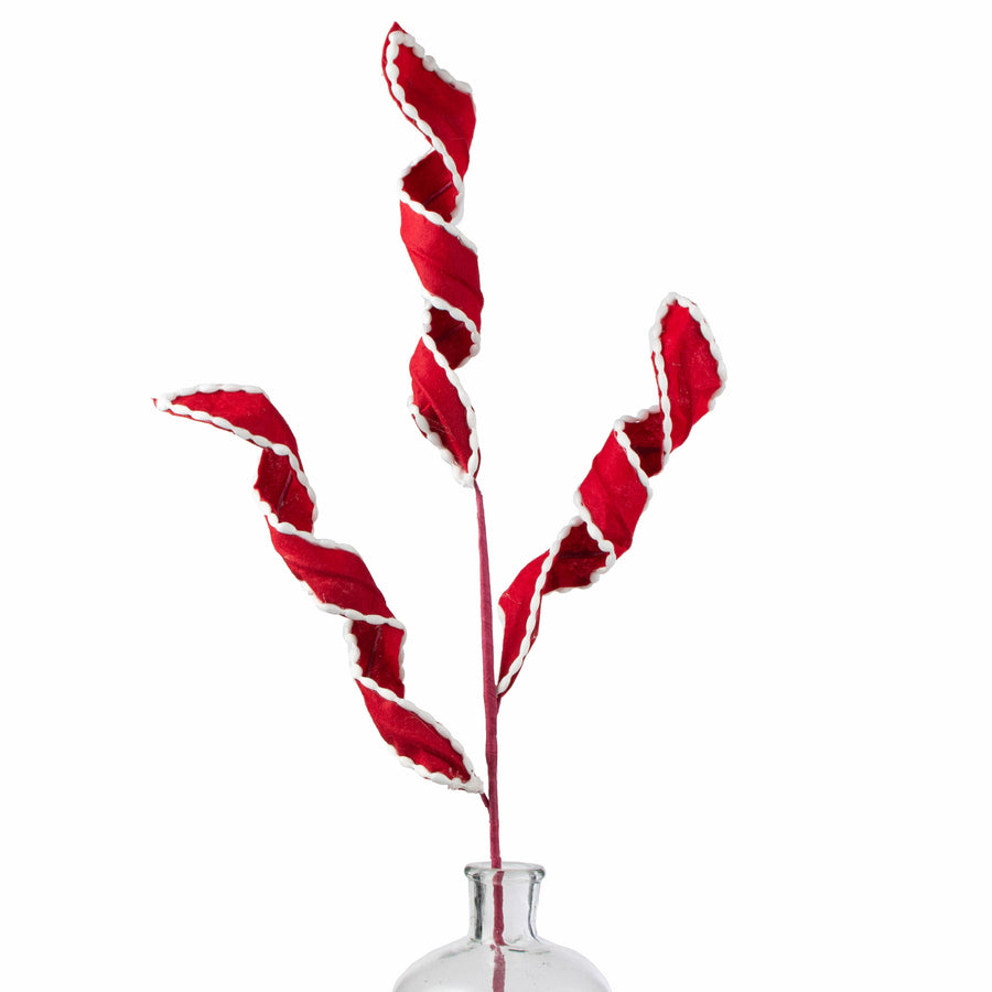 30" Spiral Felt Fabric Spray: Red & White