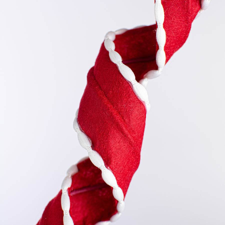 30" Spiral Felt Fabric Spray: Red & White