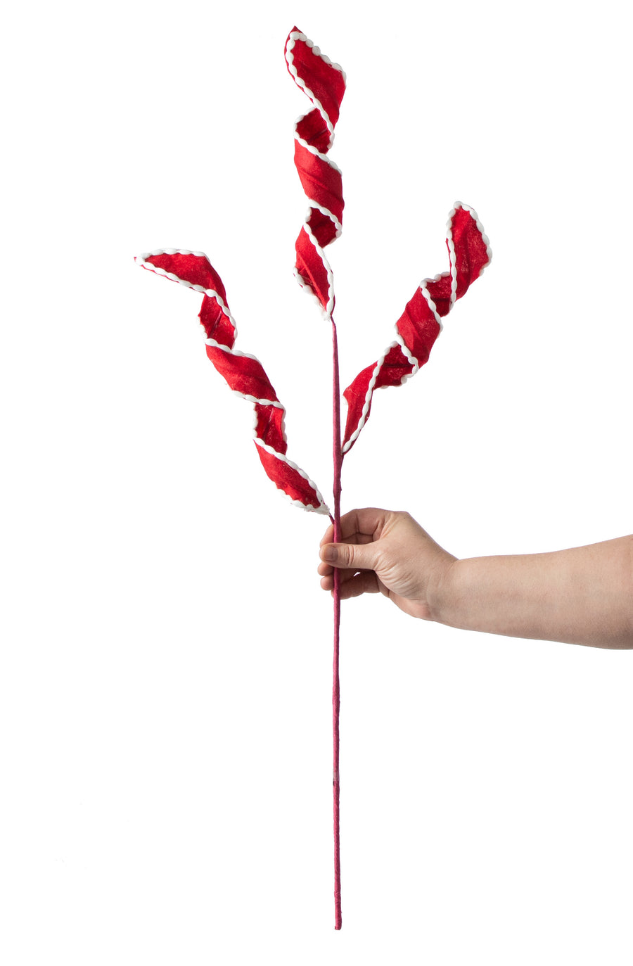 30" Spiral Felt Fabric Spray: Red & White