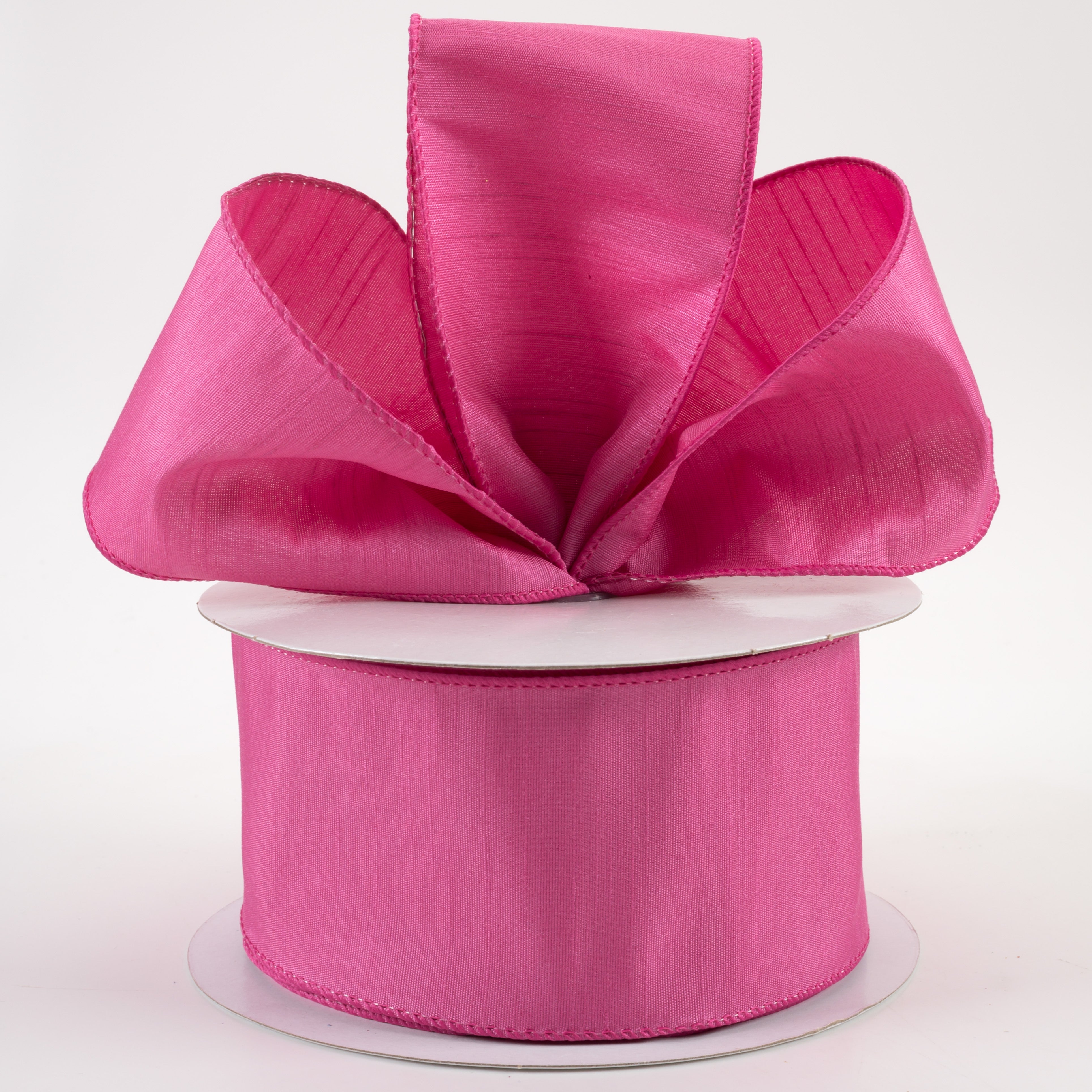 2.5" Faux Dupioni Ribbon: Hot Pink (25 Yards)