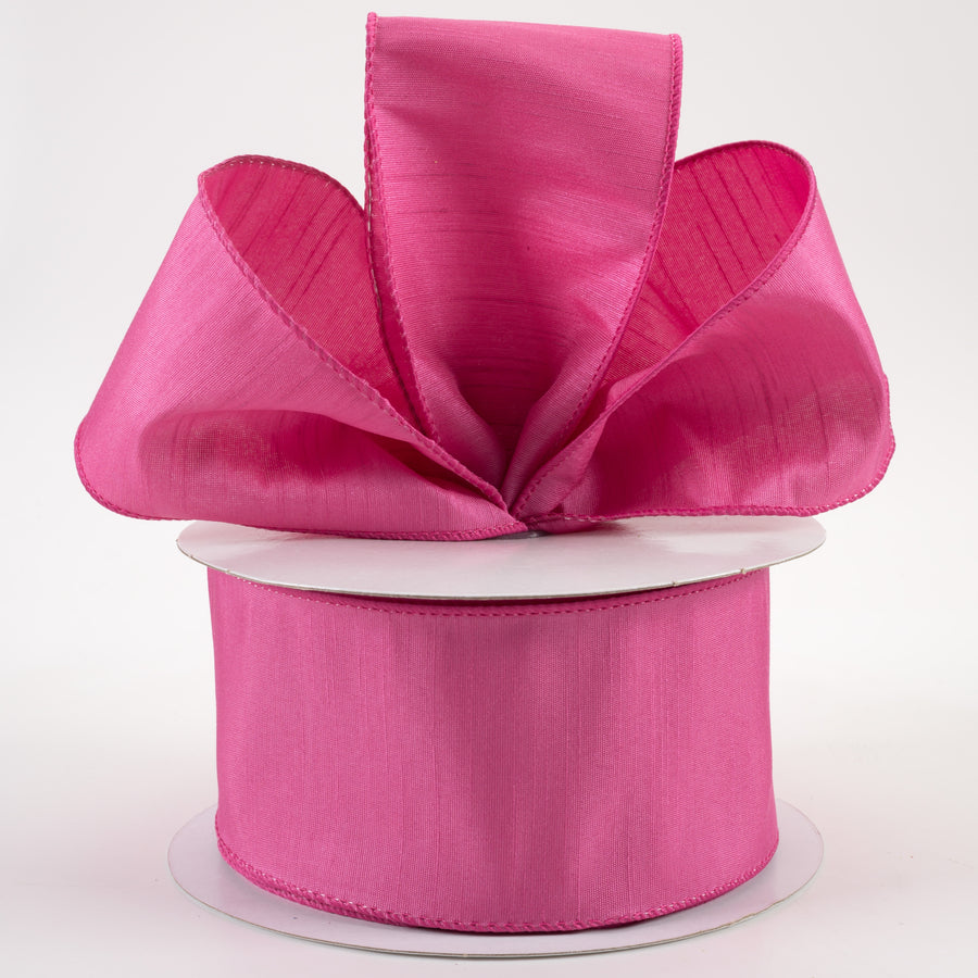 2.5" Faux Dupioni Ribbon: Hot Pink (25 Yards)