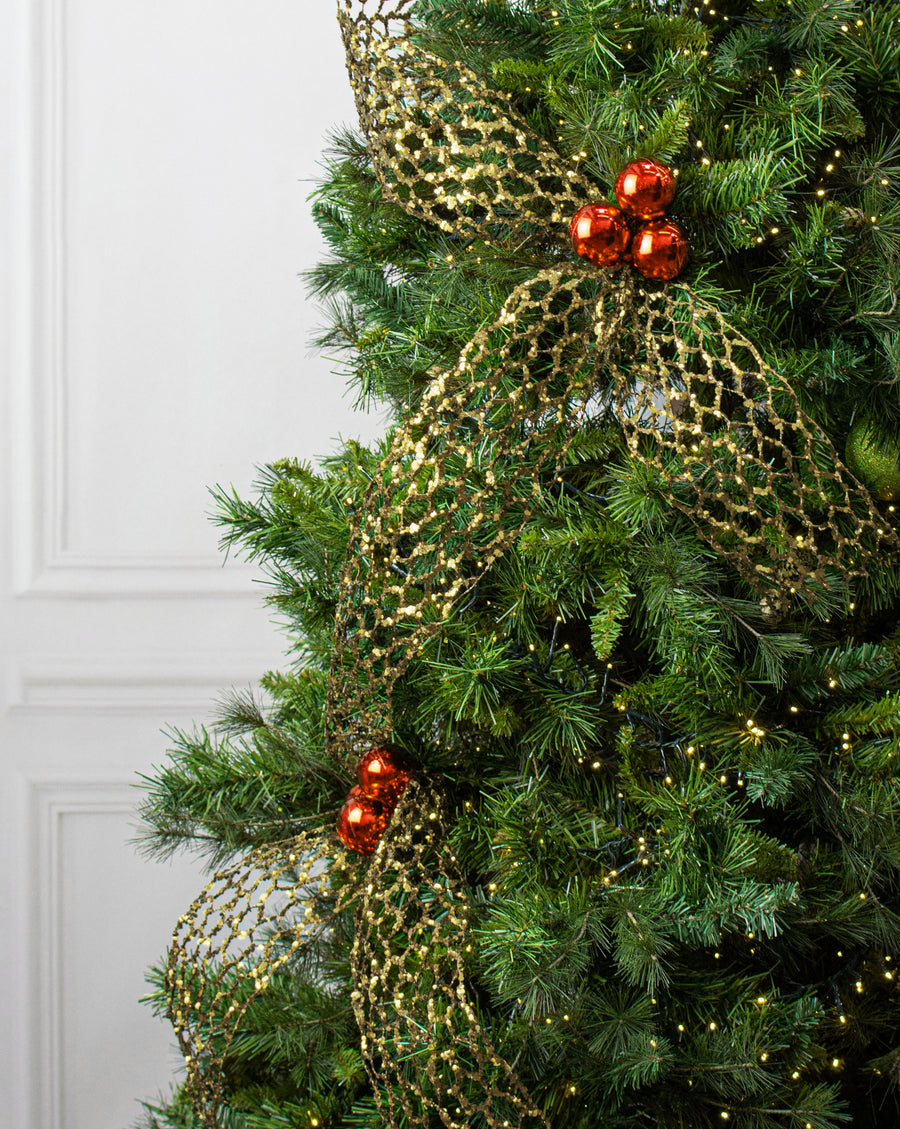 5" Glitter Chicken Wire Ribbon Garland: Gold (10')