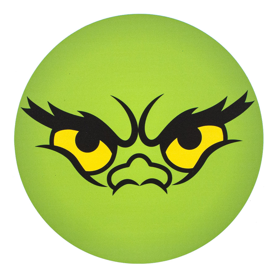 9.4" Round Waterproof Sign: Green Monster Face