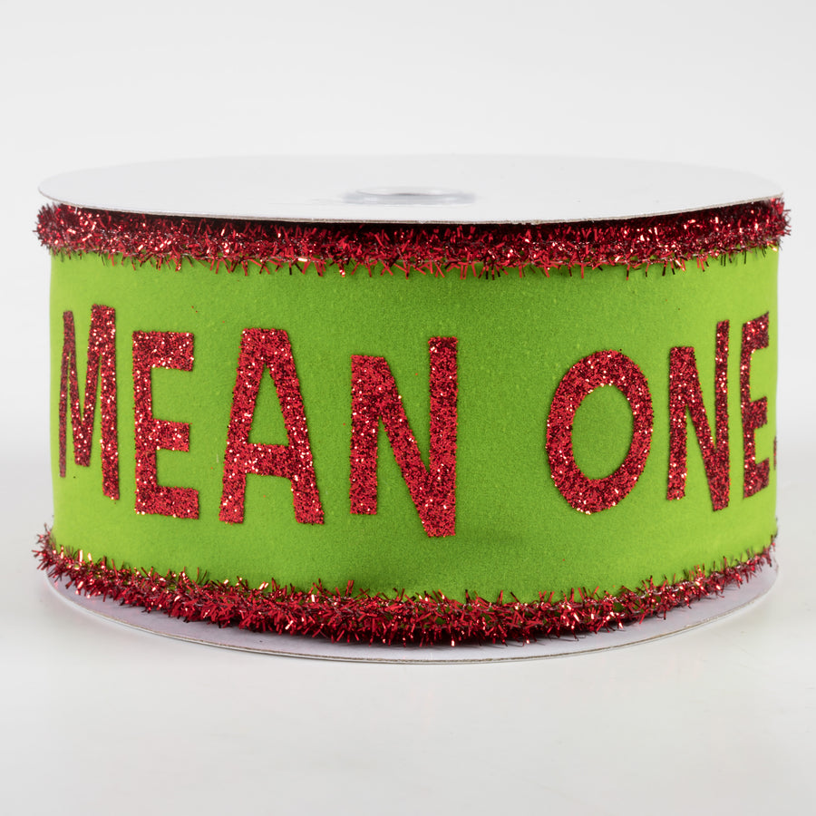 2.5" You're A Mean One Green Monster Ribbon: Tinsel Edge (10 Yards)