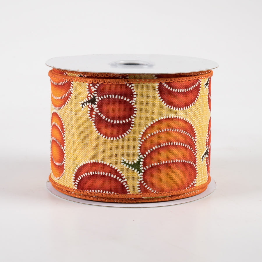 2.5" Stitch Pumpkin Ribbon: Mustard (10 Yards)