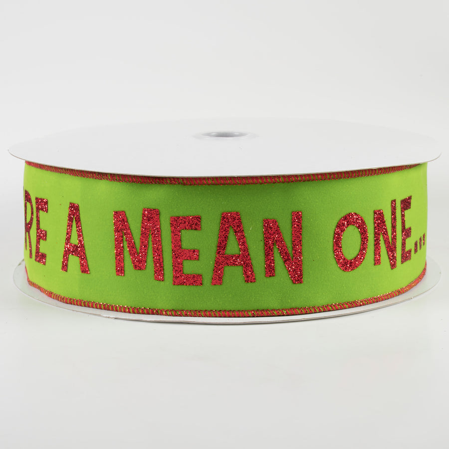 2.5" You're A Mean One Green Monster Ribbon: Lime (50 Yards)