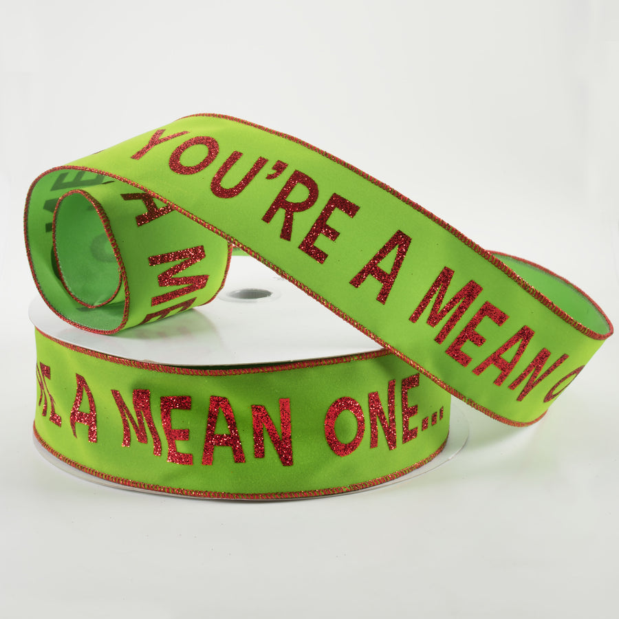 2.5" You're A Mean One Green Monster Ribbon: Lime (50 Yards)