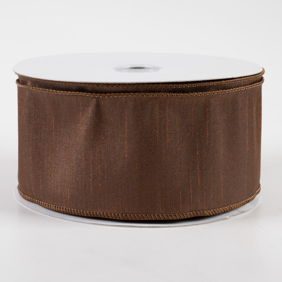 2.5" Faux Dupioni Ribbon: Chocolate (25 Yard Roll)