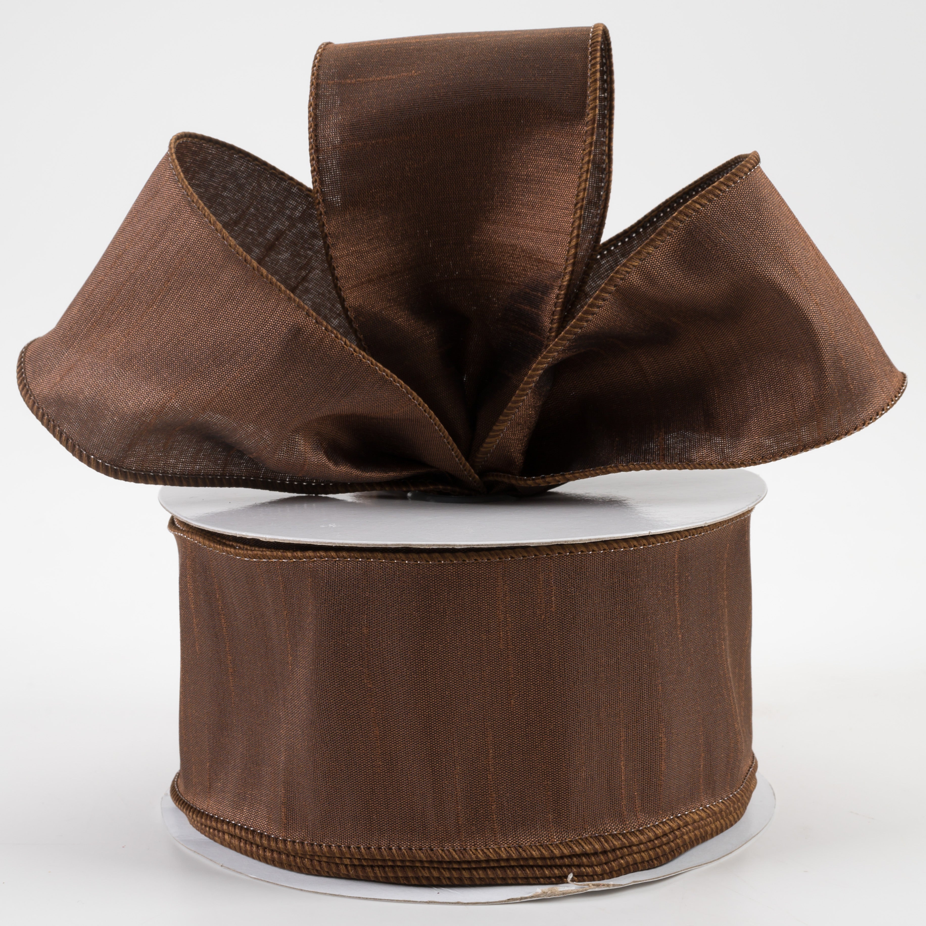 2.5" Faux Dupioni Ribbon: Chocolate (25 Yard Roll)