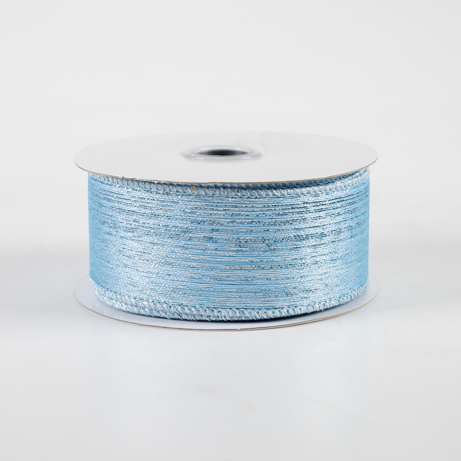 1.5" Vertical Metallic Stripe Ribbon: Ice Blue (10 Yards)
