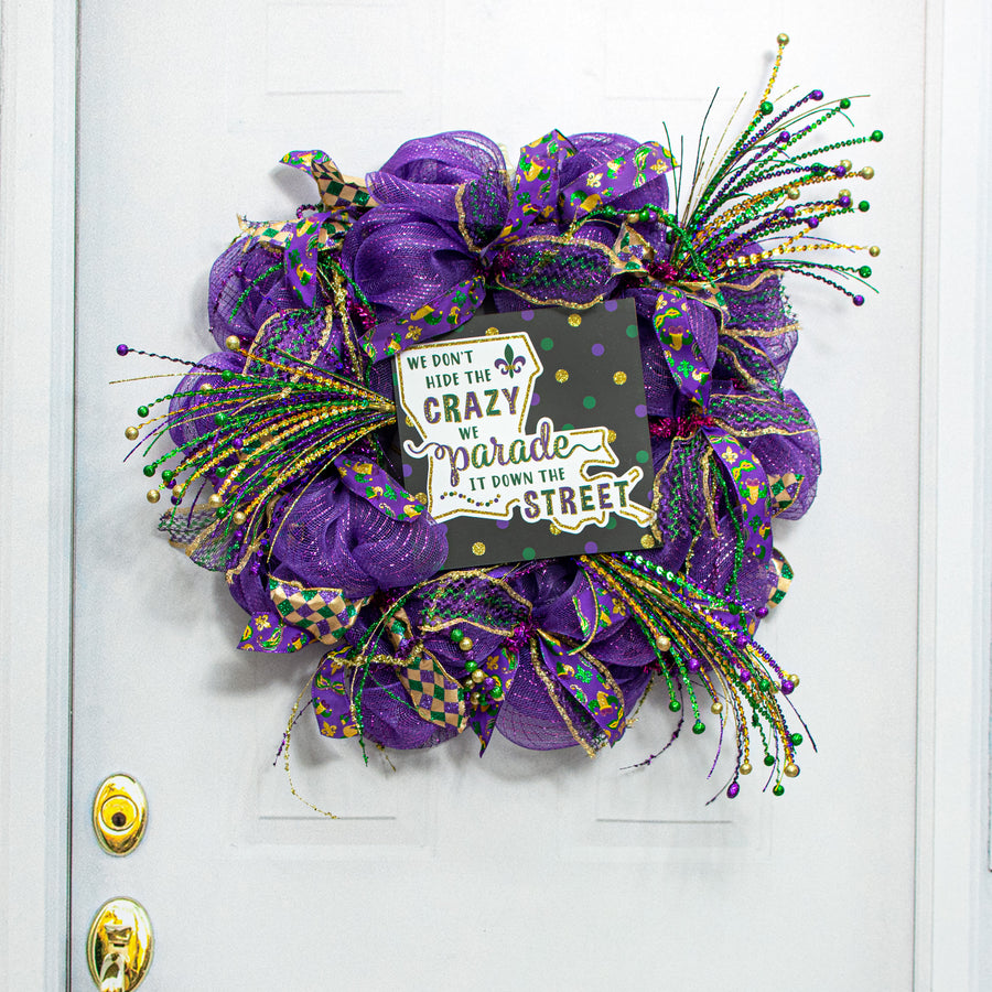10" Square Wooden Sign: Parade Crazy Louisiana