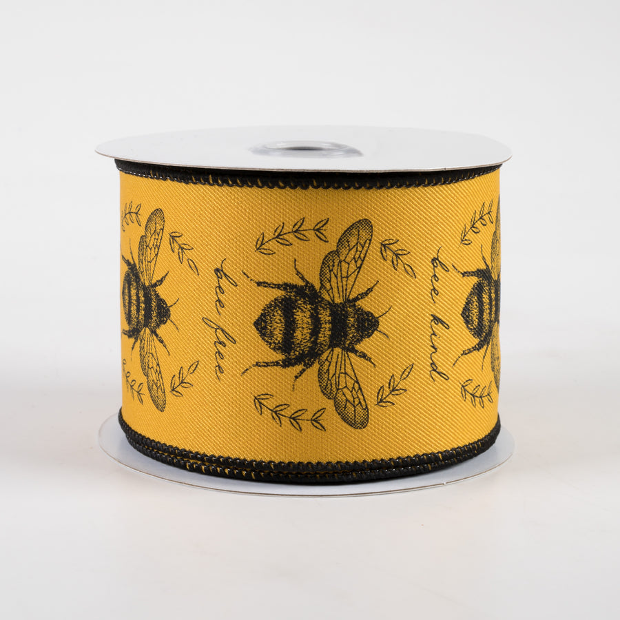 2.5" Classic Honey Bees Ribbon: Dark Yellow (10 Yards)