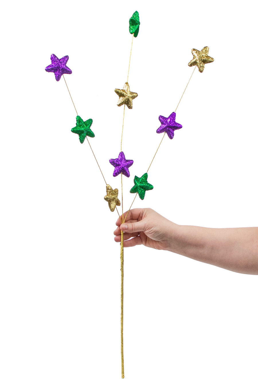 31" Glitter Star Spray: Purple, Green, Gold