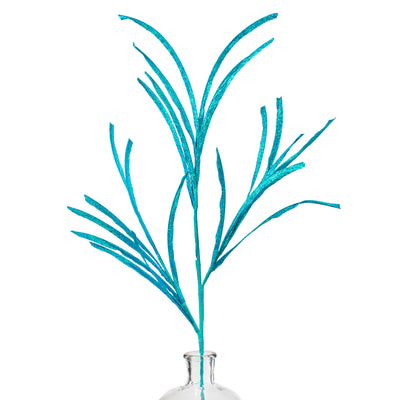 31" Glittered Paper Grass Spray: Bright Blue