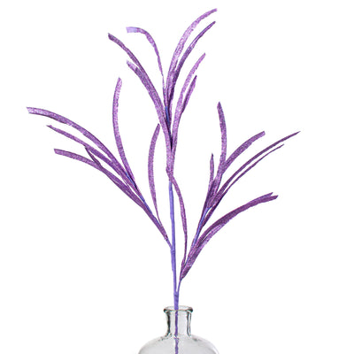 31" Glittered Paper Grass Spray: Bright Lavender