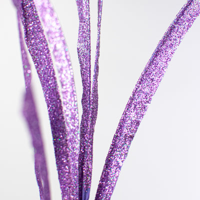 31" Glittered Paper Grass Spray: Bright Lavender