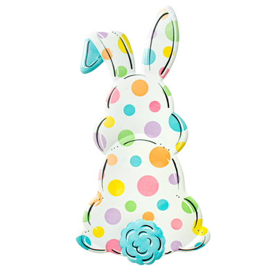 15" Bunny Bottom Embossed Metal Hanger: White & Pastel