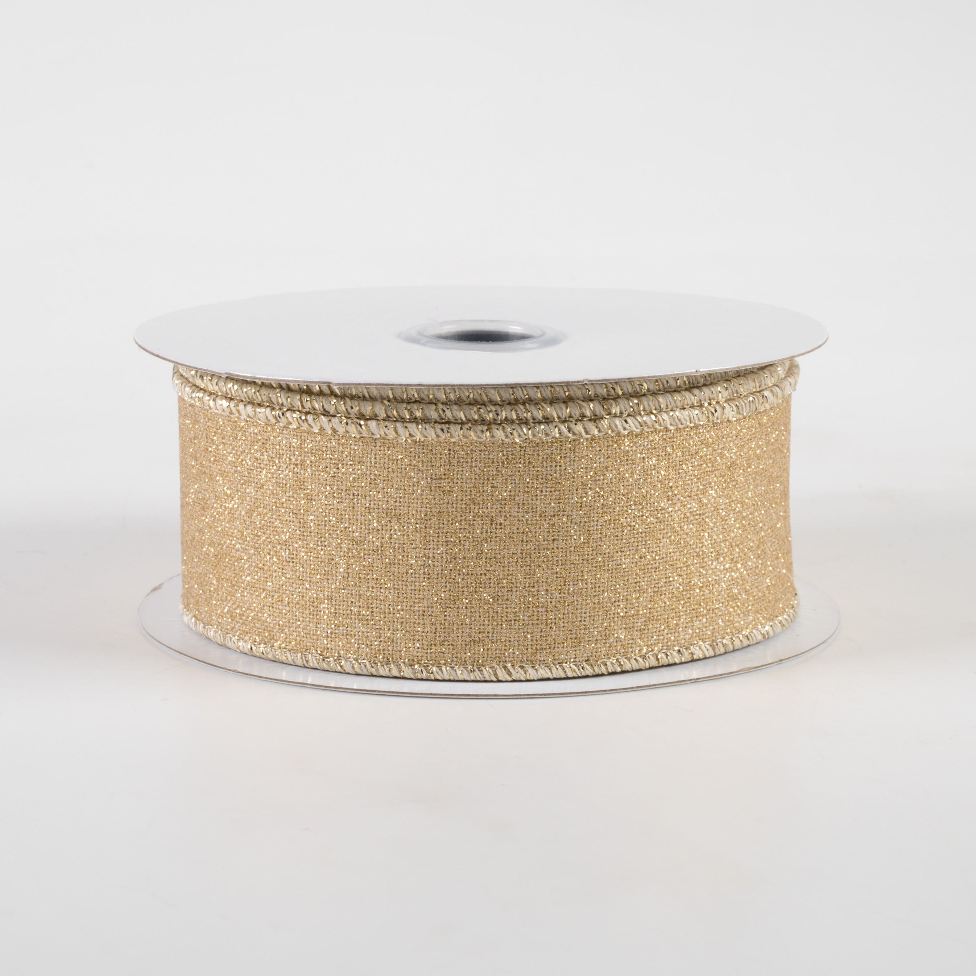 1.5" Fine Glitter on Royal Ribbon: Light Gold (10 Yards)