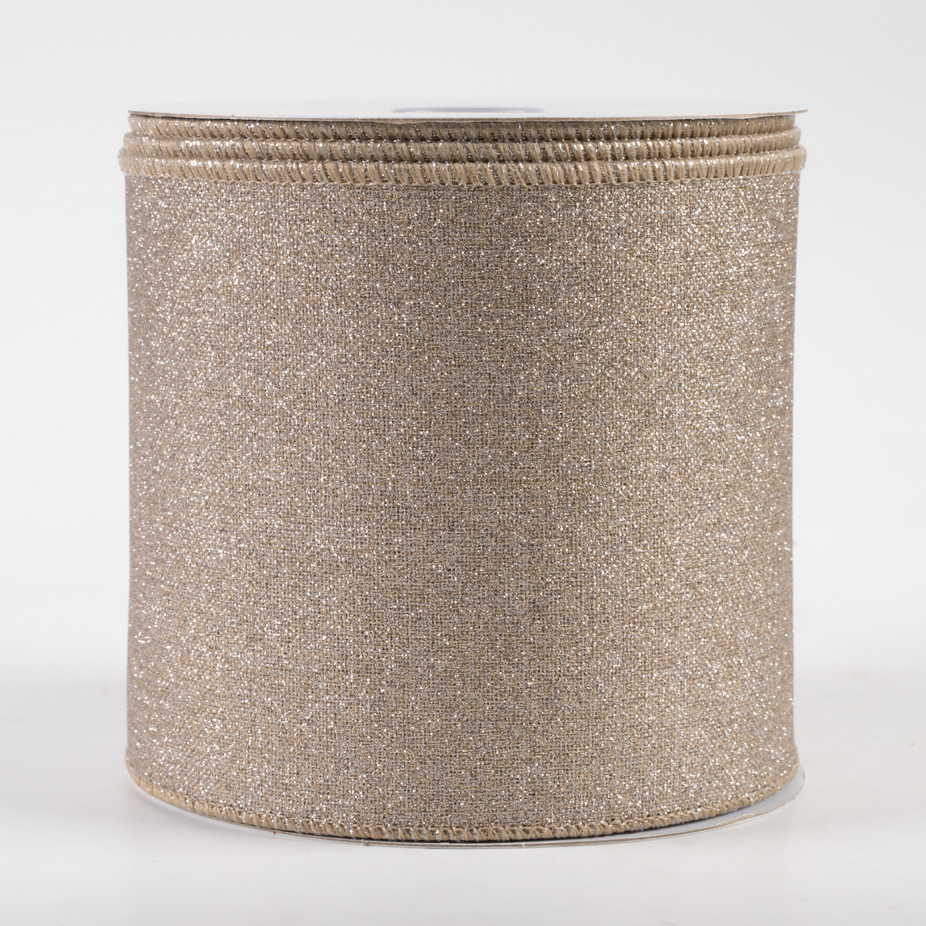 4" Fine Glitter on Royal Ribbon: Taupe (10 Yards)