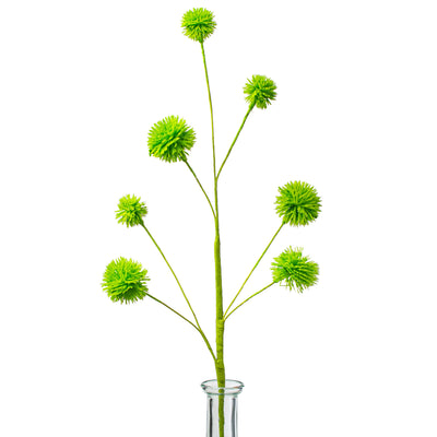 19" Flocked Pom Pom Spray: Lime Green