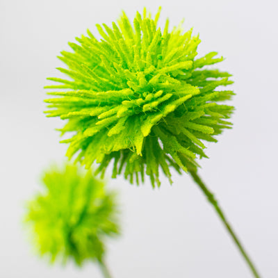 19" Flocked Pom Pom Spray: Lime Green