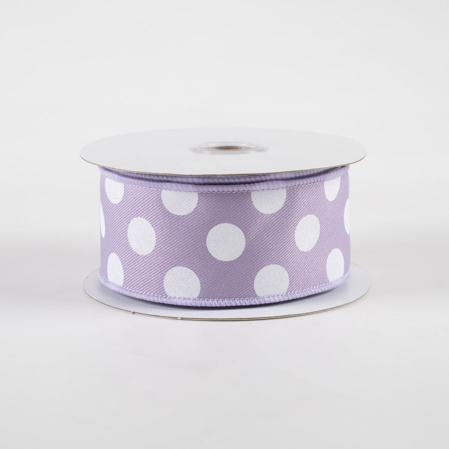 1.5" Polka Dots Ribbon: Lavender & White (10 Yards)
