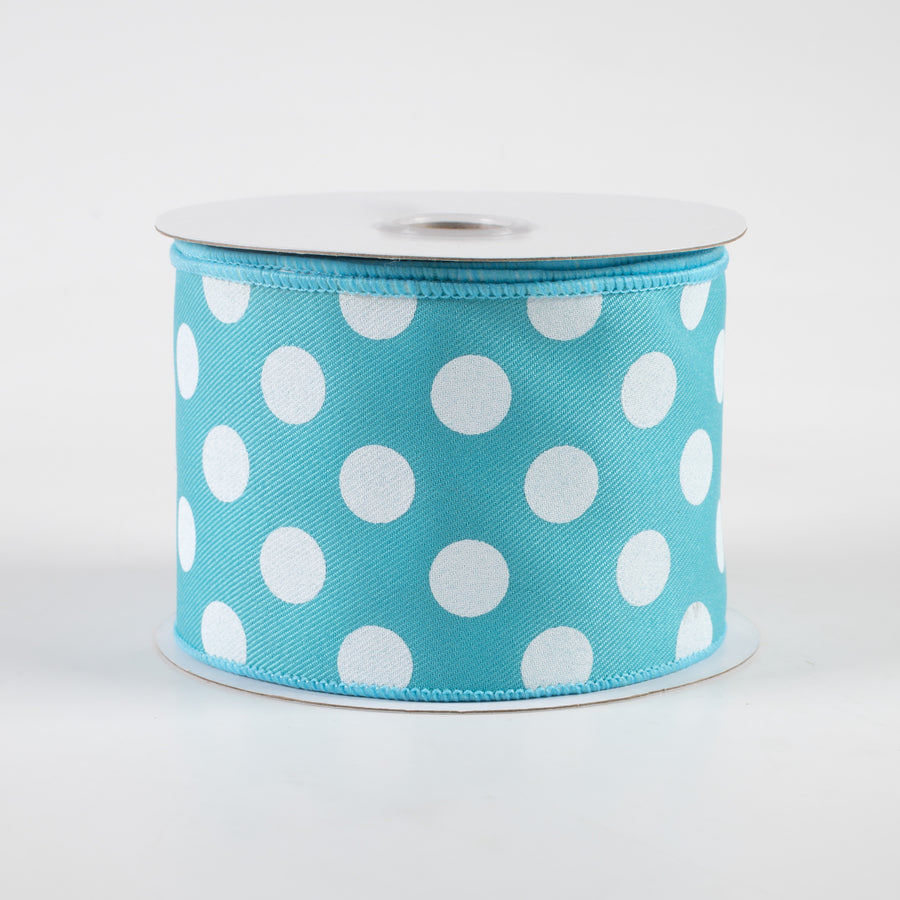 2.5" Polka Dots Ribbon: Turquoise & White (10 Yards)
