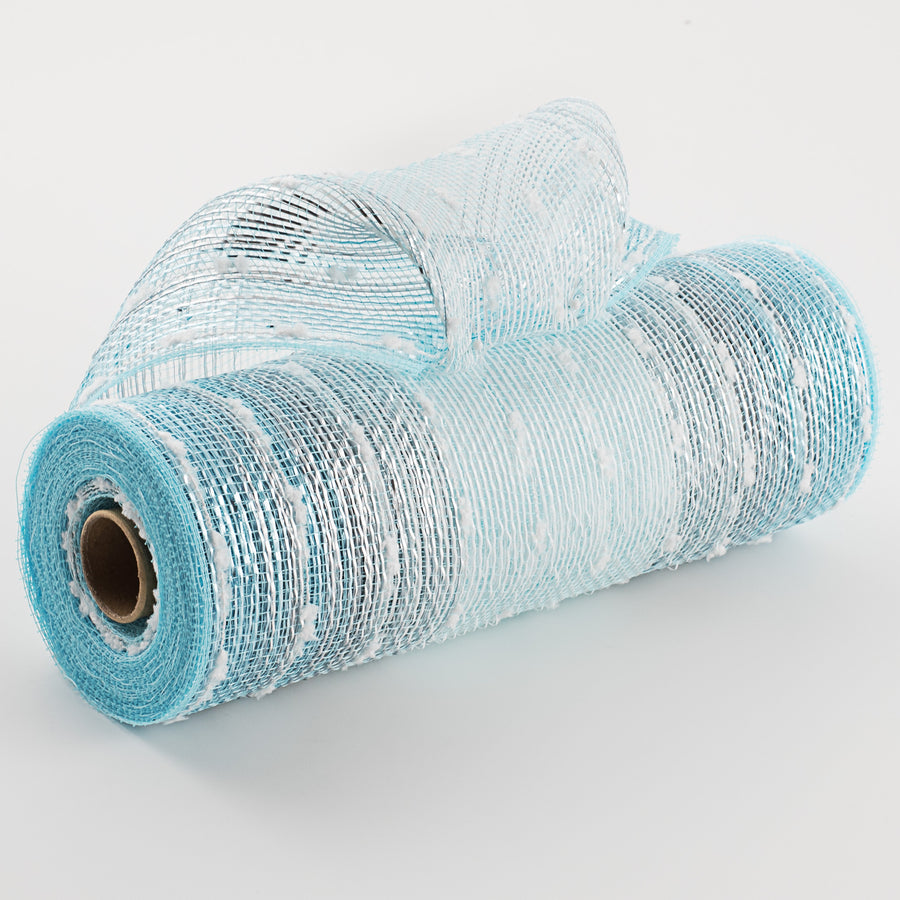 10" Snowball Matte Ombré Mesh: White, Silver, Ice Blue
