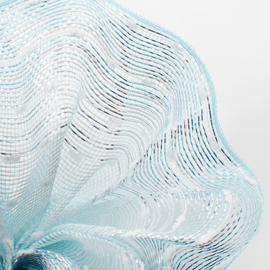 10" Snowball Matte Ombré Mesh: White, Silver, Ice Blue