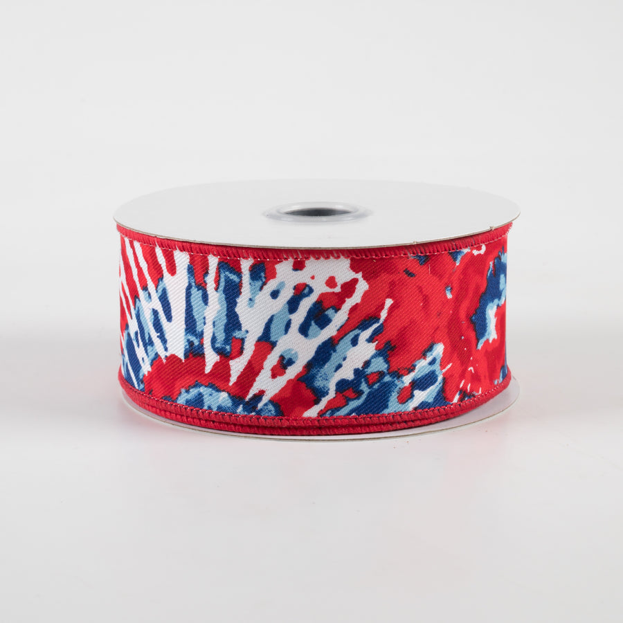 1.5" Tie Dye Ribbon: Red, White, Blue (10 Yards)
