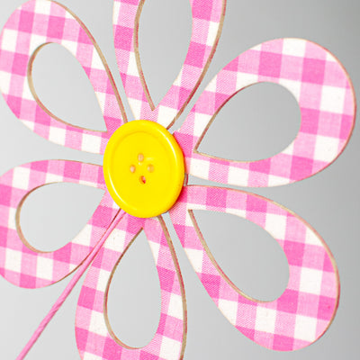 26" Fabric Hollow Gingham Flower Spray: Light Pink