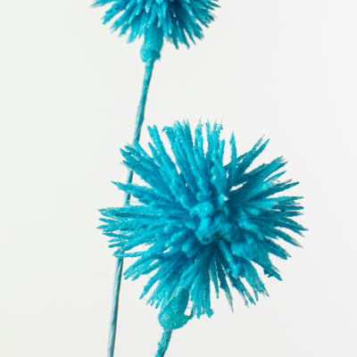 19" Flocked Pom Pom Spray: Blue