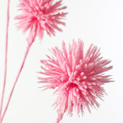 19" Flocked Pom Pom Spray: Pink