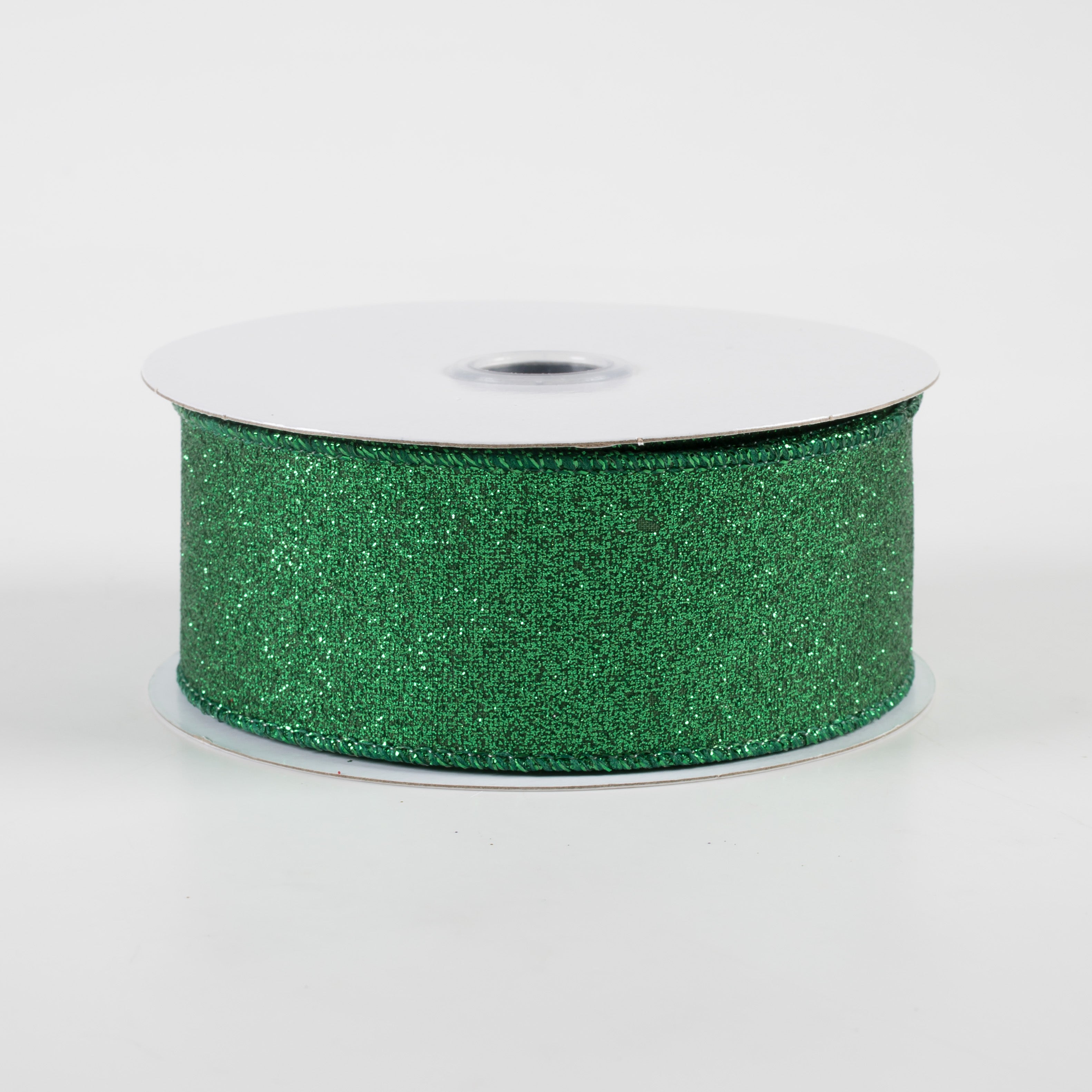 1.5" Shimmer Glitter Ribbon: Emerald Green (10 Yards)