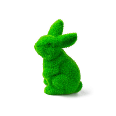 6" Flocked Standing Rabbit: Spring Green
