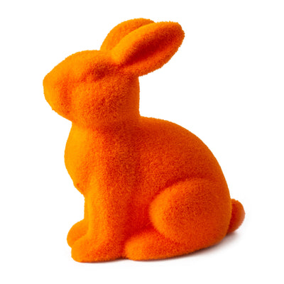 10" Flocked Sitting Rabbit: Orange
