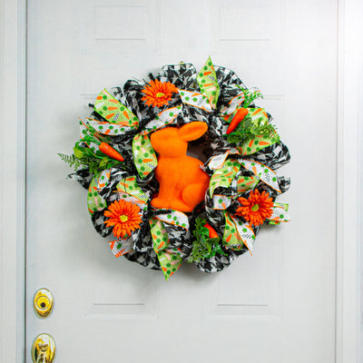10" Flocked Sitting Rabbit: Orange