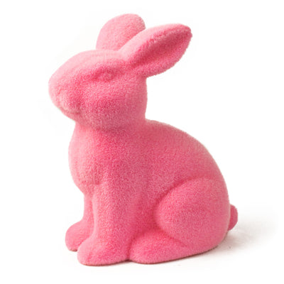 10" Flocked Sitting Rabbit: Pink