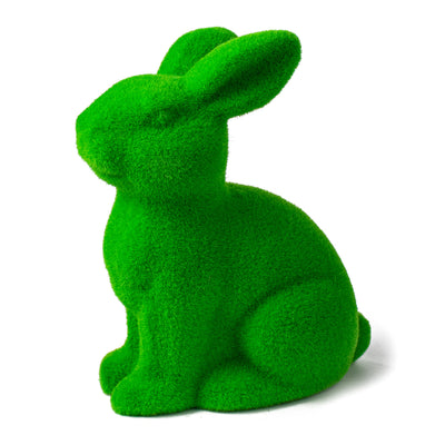 10" Flocked Sitting Rabbit: Spring Green