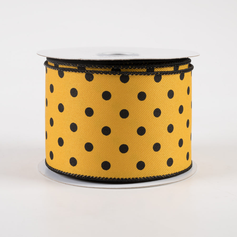 2.5" Small Polka Dot Ribbon: Dark Yellow (10 Yards)