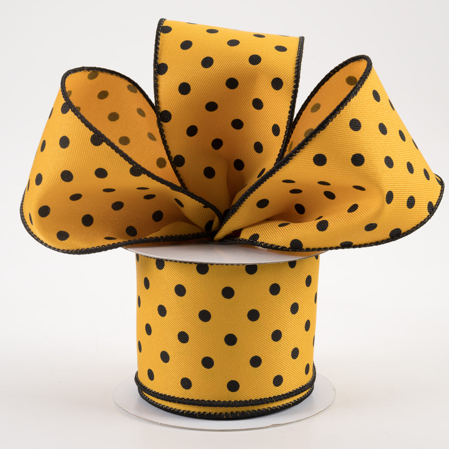 2.5" Small Polka Dot Ribbon: Dark Yellow (10 Yards)