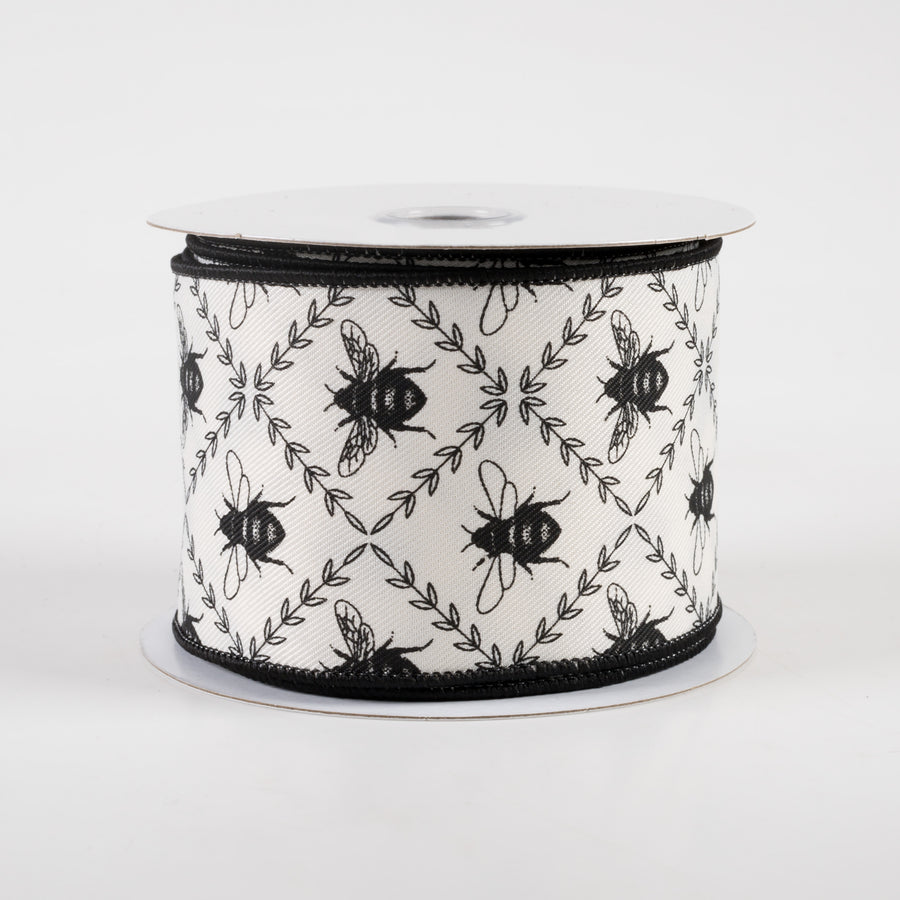 2.5" Honey Bee Trellis Ribbon: Ivory (10 Yards)