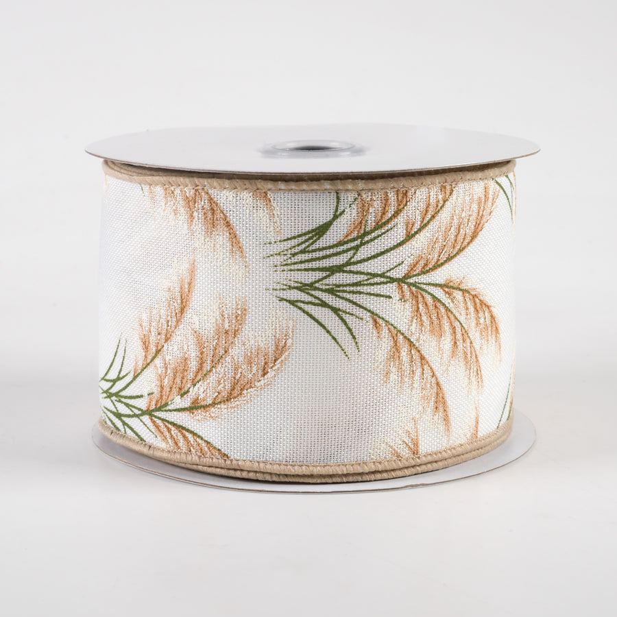 2.5" Pampas Grass Ribbon: Cream (10 Yards)