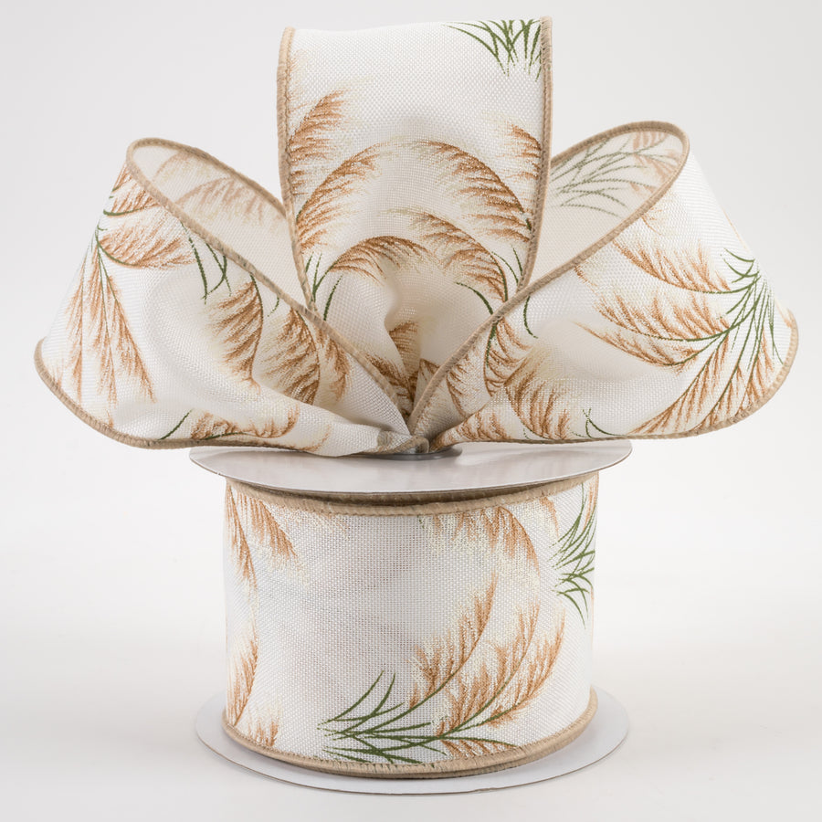 2.5" Pampas Grass Ribbon: Cream (10 Yards)