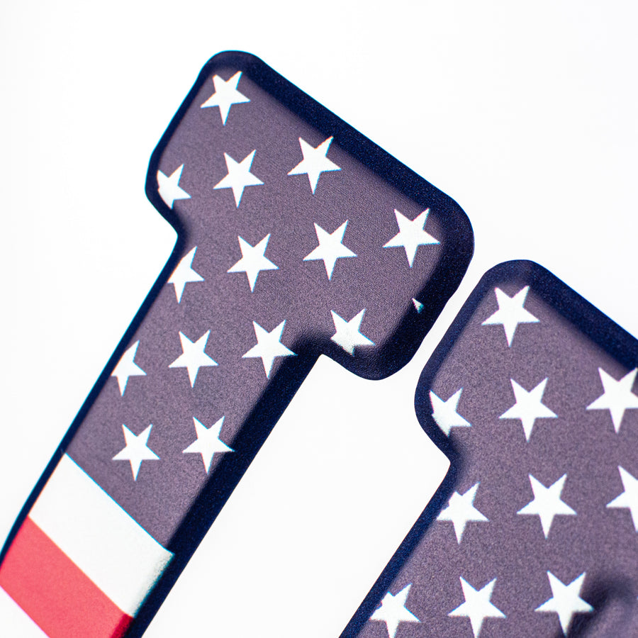 14" USA Flag Stars Embossed Metal Hanger
