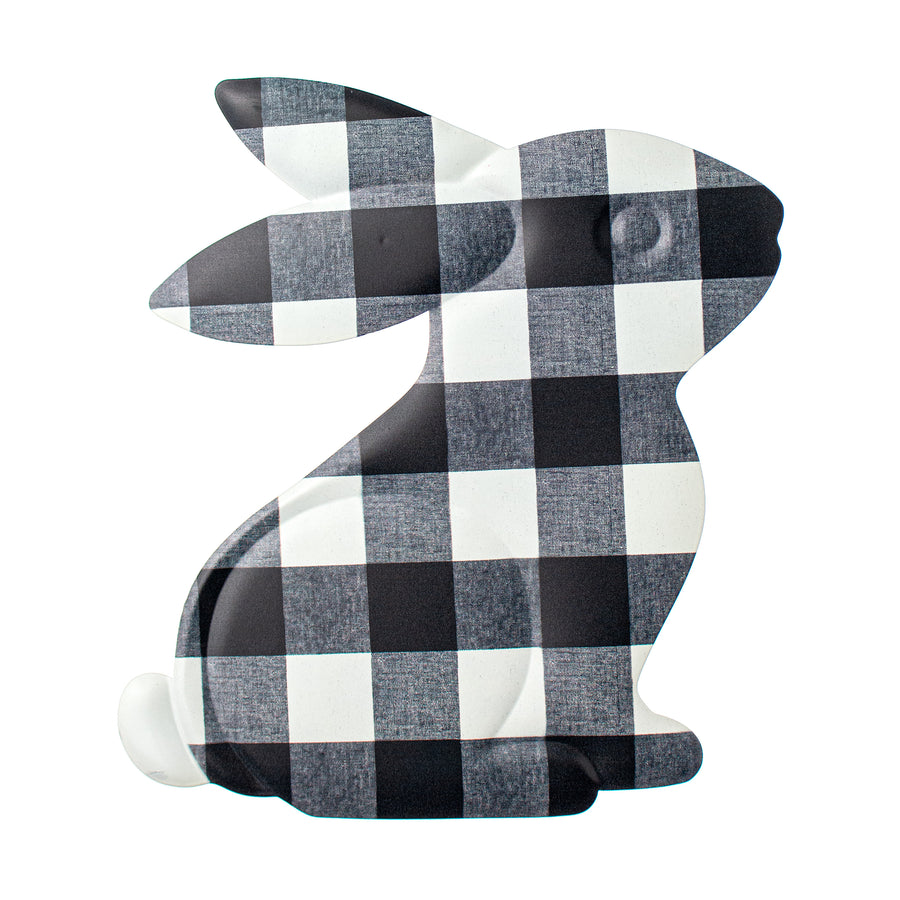 12" Sitting Bunny Embossed Metal Hanger: Black & White