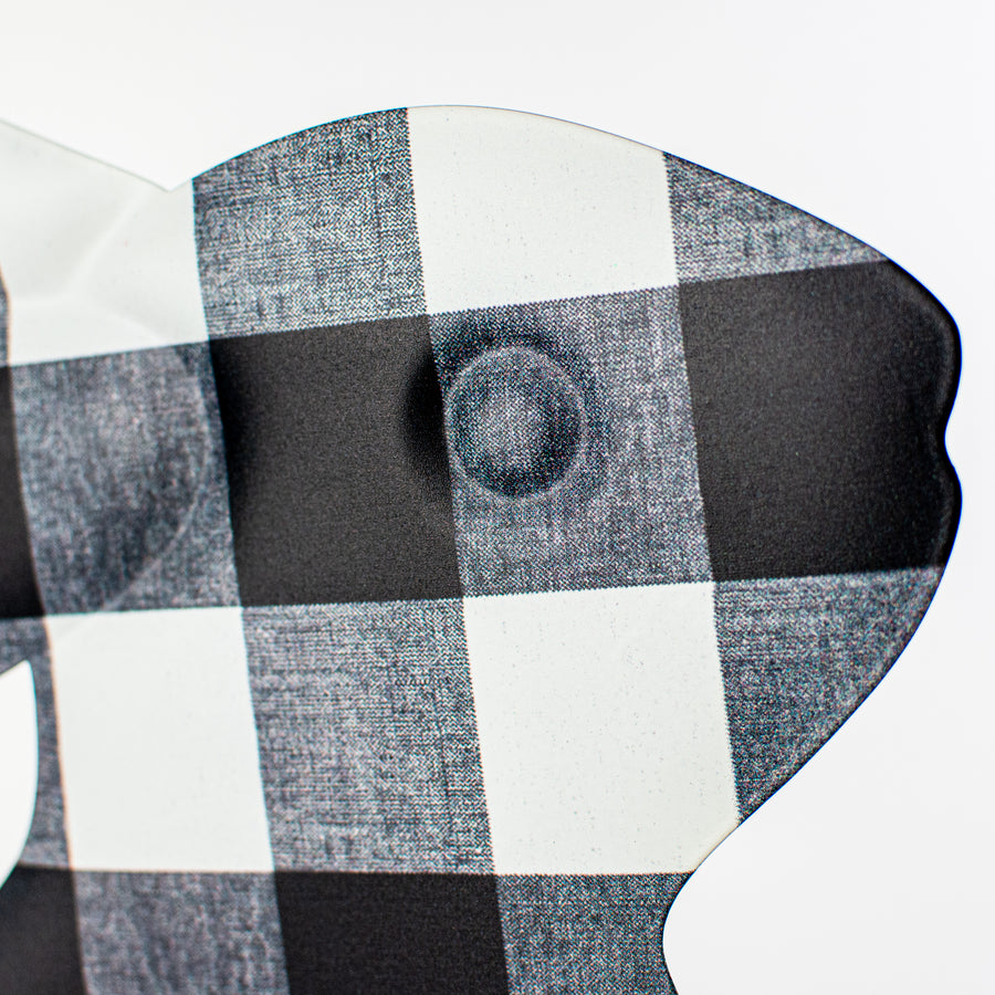 12" Sitting Bunny Embossed Metal Hanger: Black & White