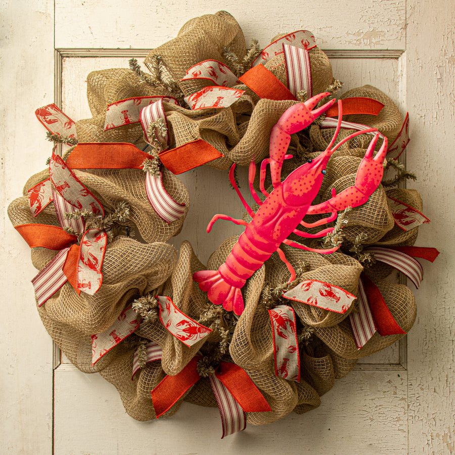 14" Metal Embossed Hanger: Crawfish