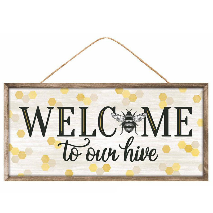 12" Wooden Sign: Welcome to Our Hive