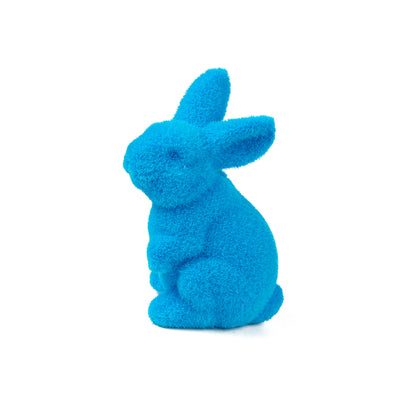 6" Flocked Standing Rabbit: Bright Blue